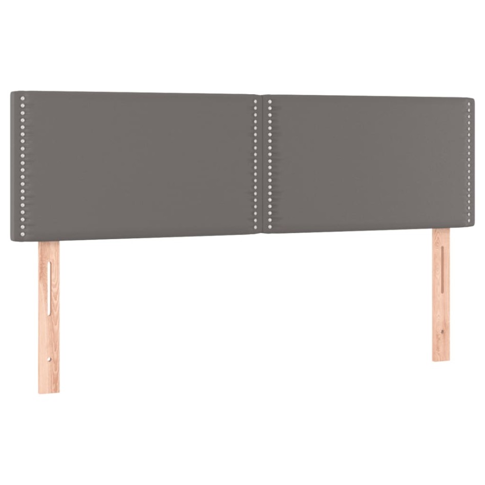 Cama box spring con colchón cuero sintético gris 140x200