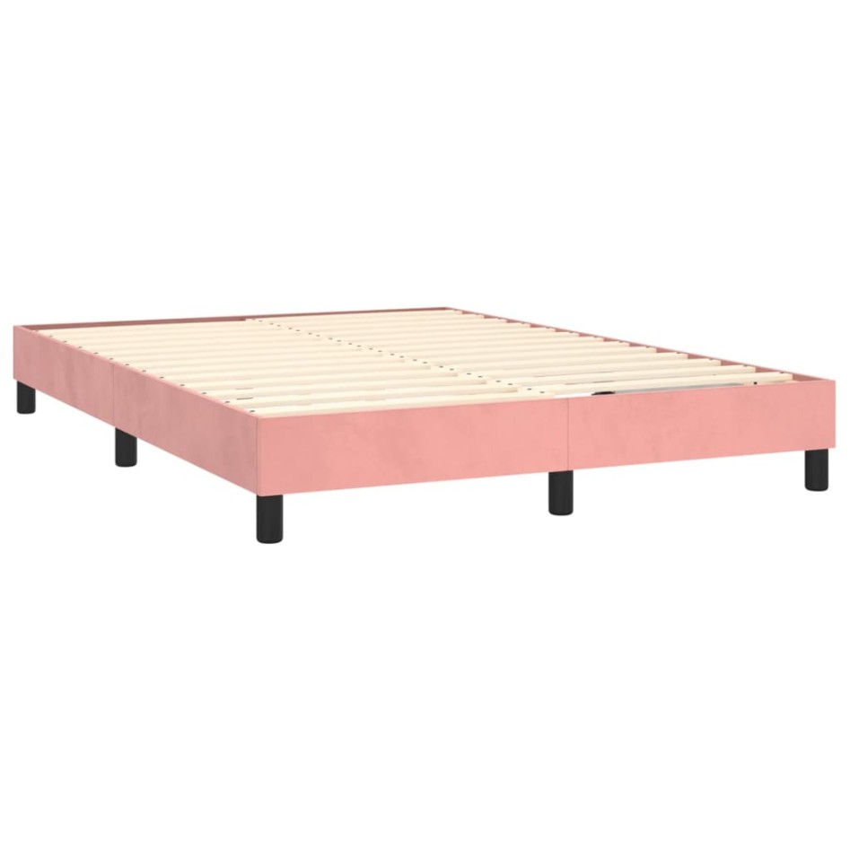 Cama box spring con colchón terciopelo rosa 140x190