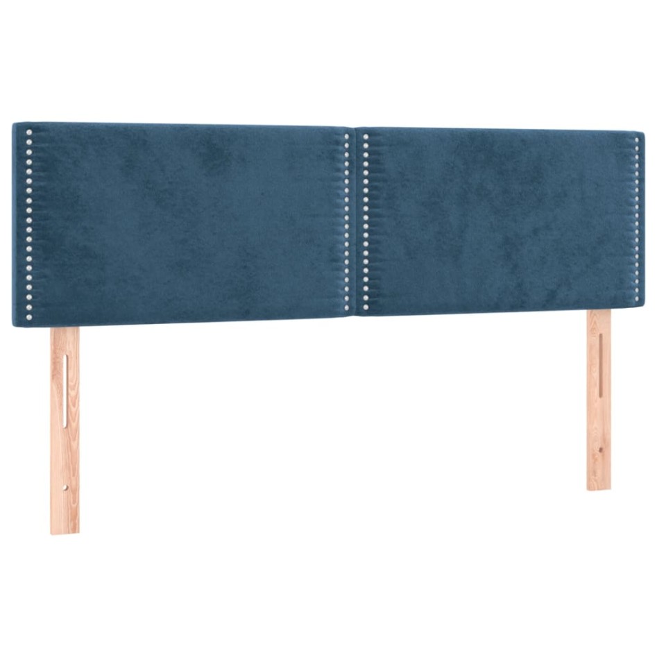 Cama box spring con colchón terciopelo azul oscuro 140x200