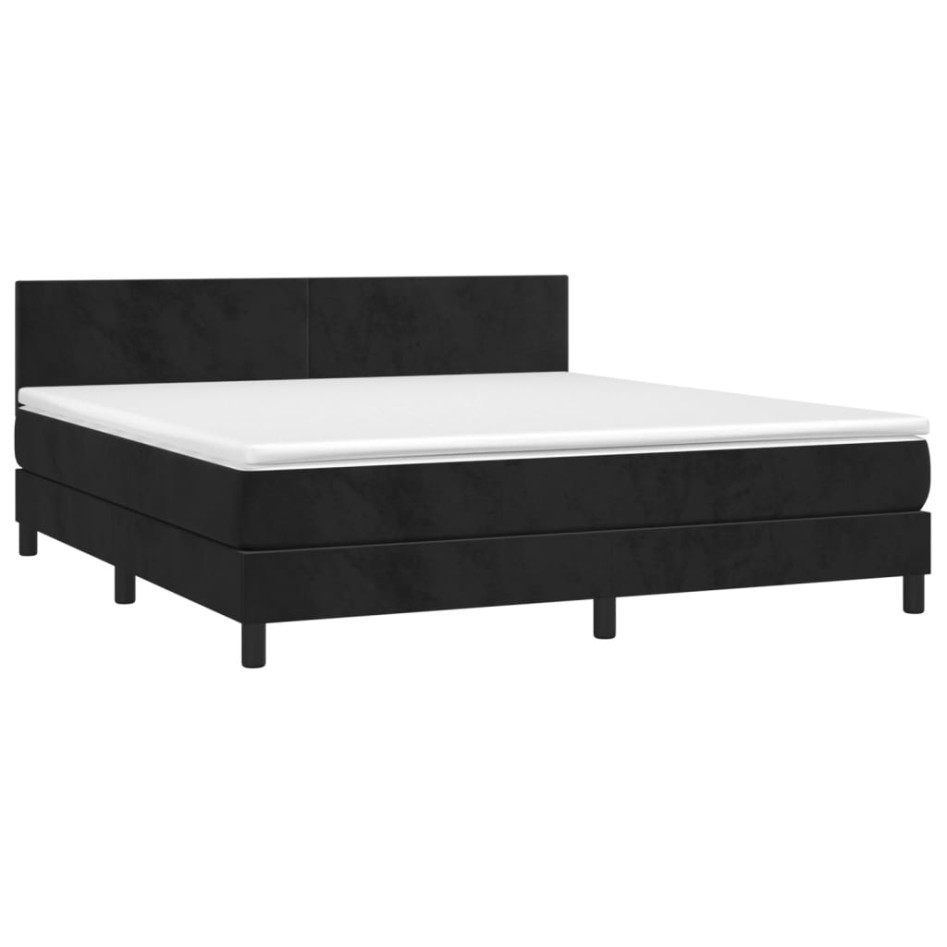 Cama box spring con colchón terciopelo negro 180x200