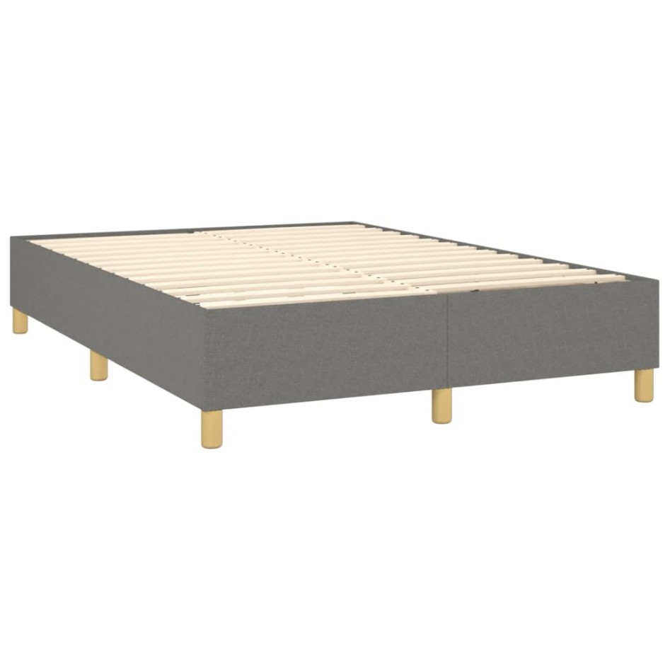 Cama box spring con colchón tela gris oscuro 140x190