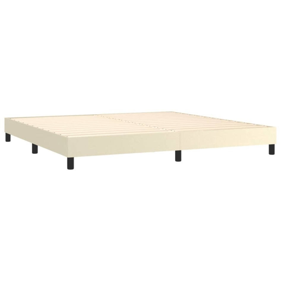 Cama box spring con colchón cuero sintético crema 200x200