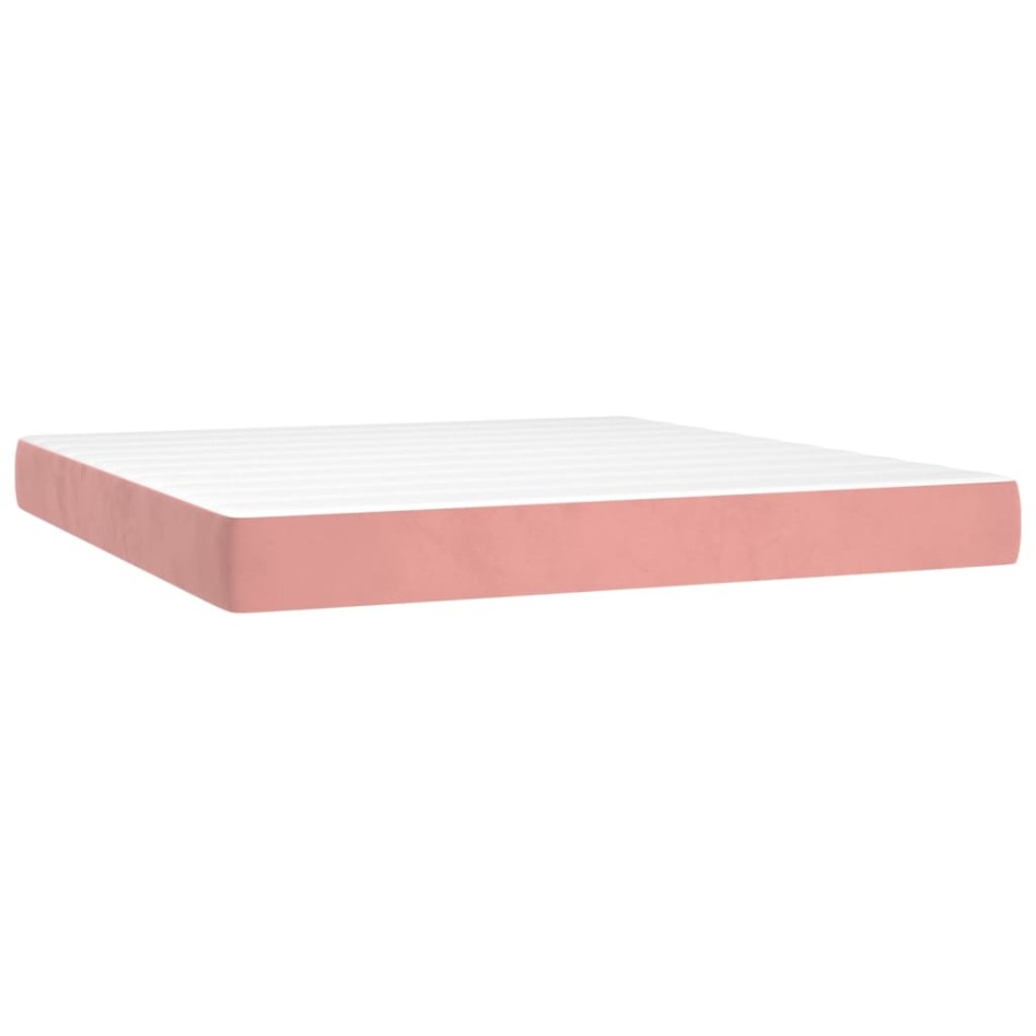 Cama box spring con colchón terciopelo rosa 160x200