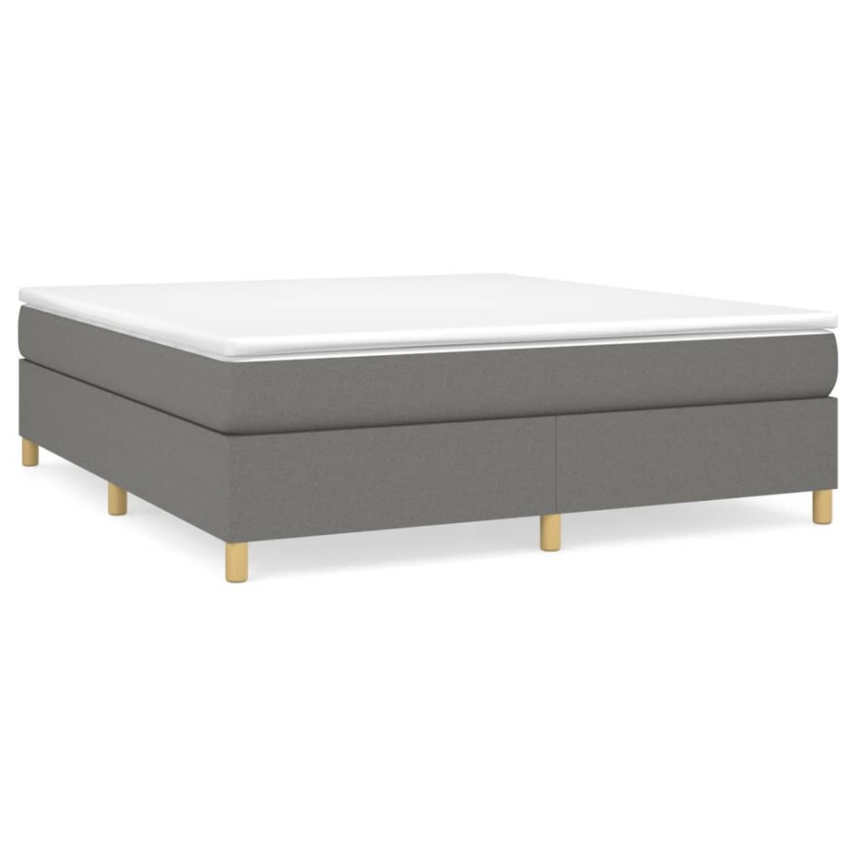 Cama box spring con colchón tela gris oscuro 180x200