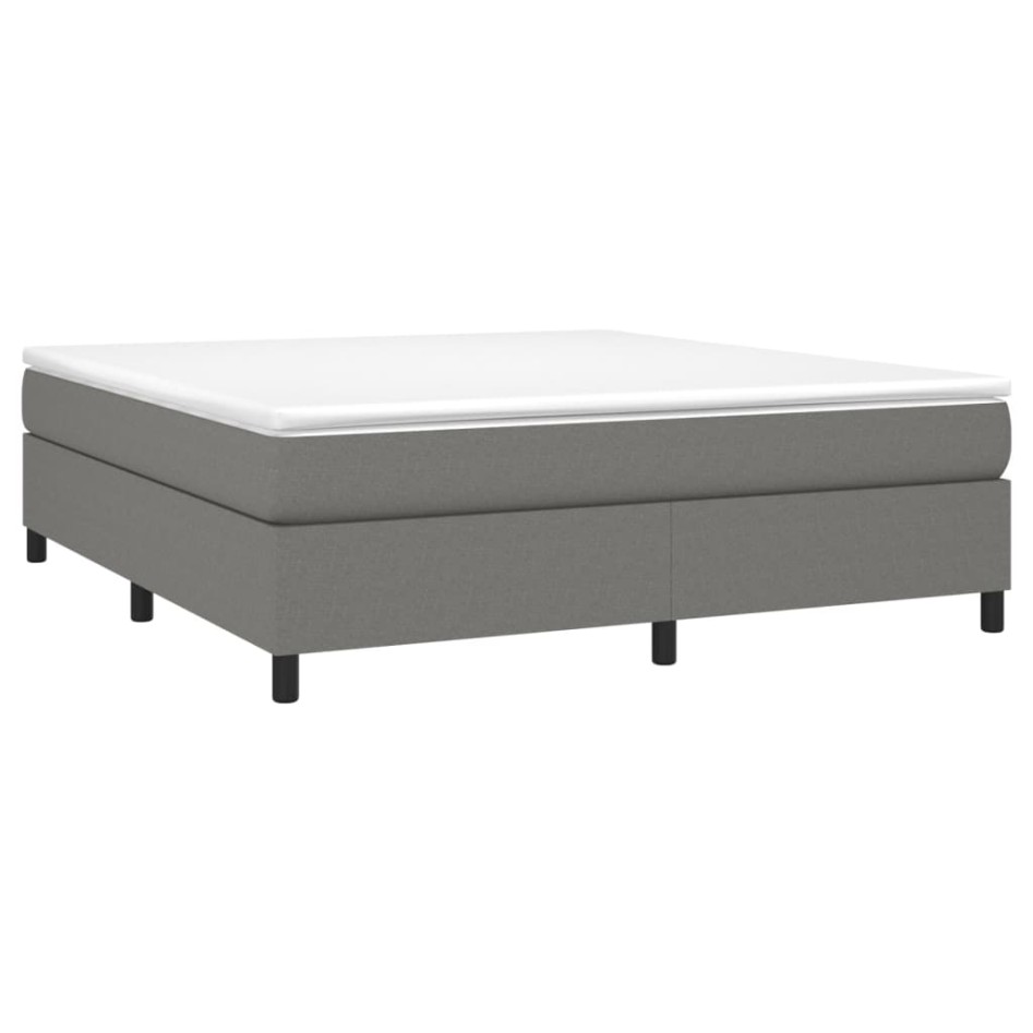 Cama box spring con colchón tela gris oscuro 180x200