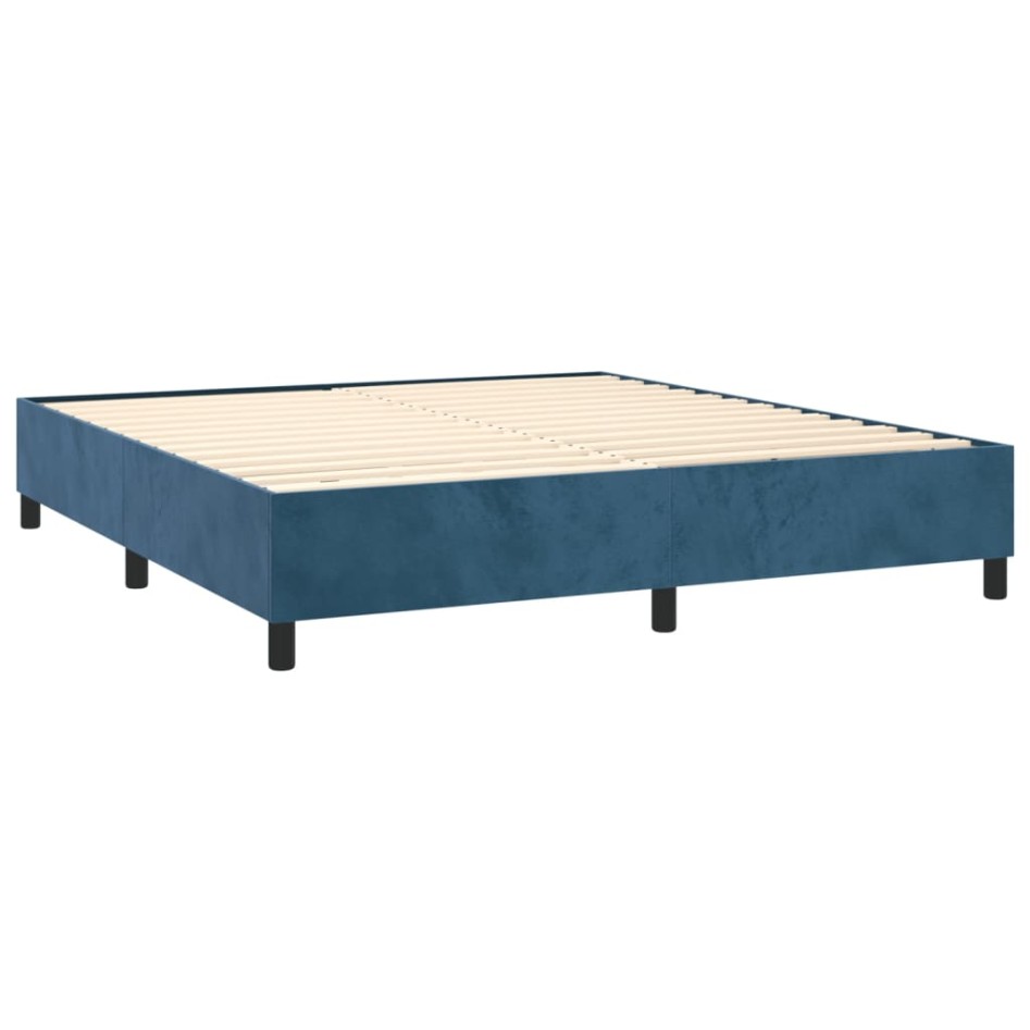 Cama box spring con colchón terciopelo azul oscuro 180x200