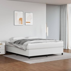 Cama box spring con colchón cuero sintético blanco 160x200