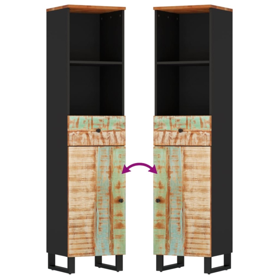 Conjunto de muebles de baño 3 piezas madera maciza