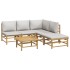 Set de muebles de jardín 6 piezas bambú con cojines gris