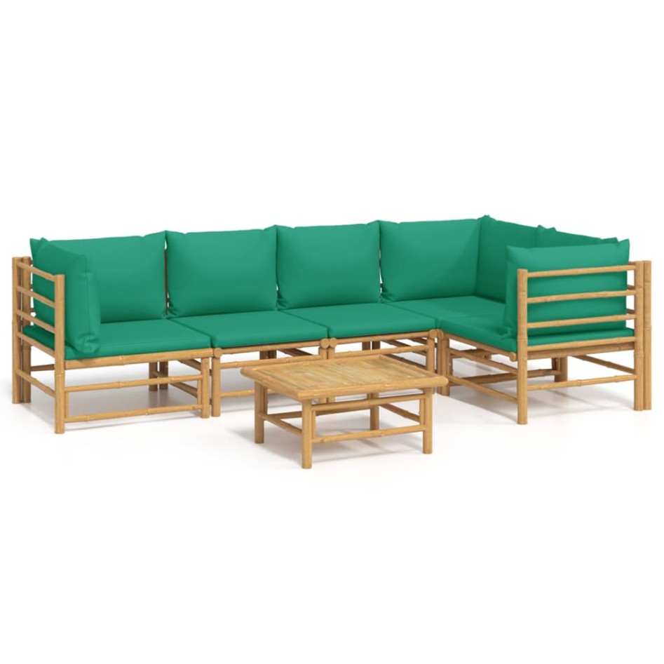 Set de muebles de jardín 6 piezas bambú con cojines