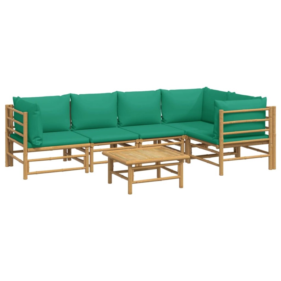 Set de muebles de jardín 6 piezas bambú con cojines