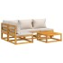 Set muebles de jardín 5 pzas madera maciza y cojines gris