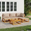 Set muebles de jardín 5 pzas madera maciza y cojines gris taupé