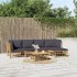 Set de muebles de jardín 6 piezas bambú con cojines gris