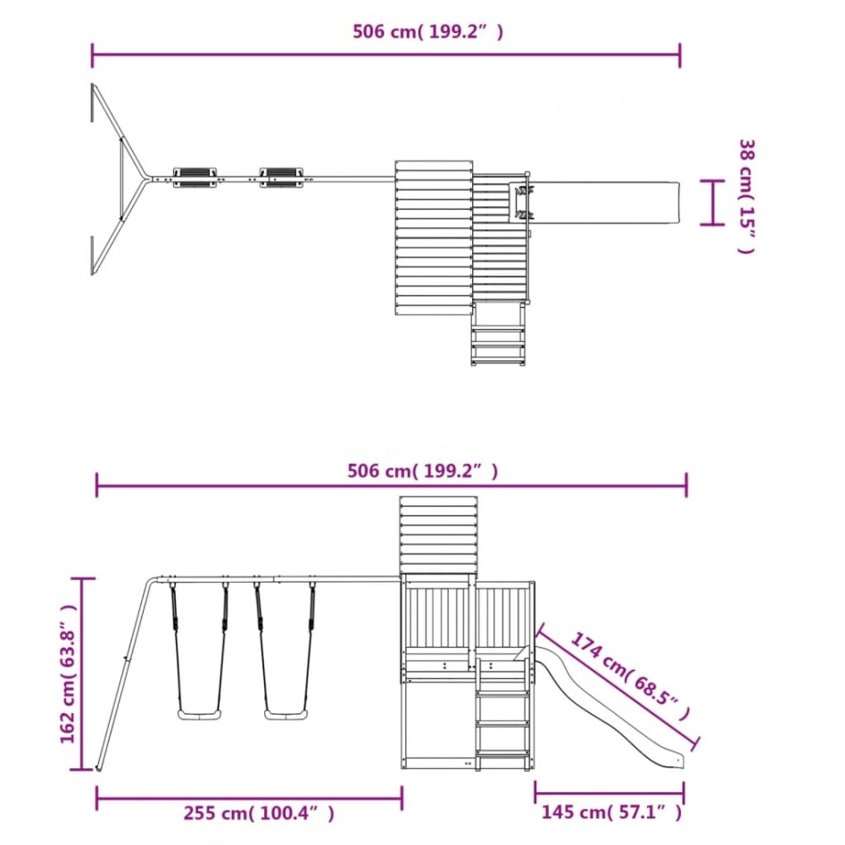 Parque infantil de exterior madera de pino