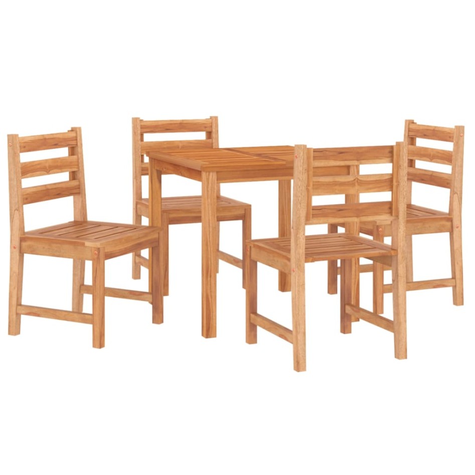 Juego de comedor para jardín 5 piezas madera maciza de