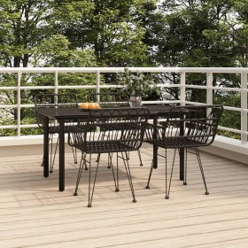 Juego de comedor de jardín 5 piezas ratán sintético