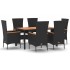 Set de comedor de jardín 7 pzas y cojines ratán sintético