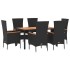 Set de comedor de jardín 7 pzas y cojines ratán sintético
