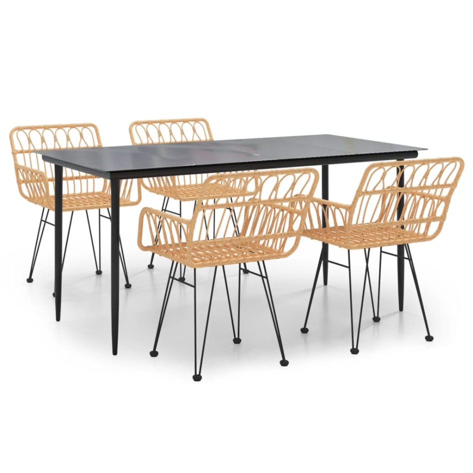 Juego de comedor de jardín 5 piezas ratán