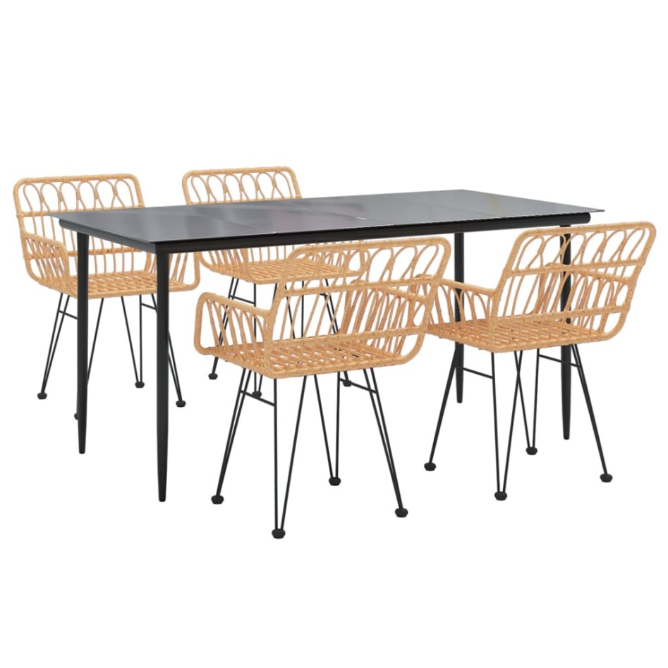Juego de comedor de jardín 5 piezas ratán