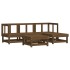 Juego muebles jardín 5 pzas y cojines madera maciza marrón