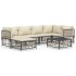 Set muebles de jardín 7 pzas y cojines ratán PE gris