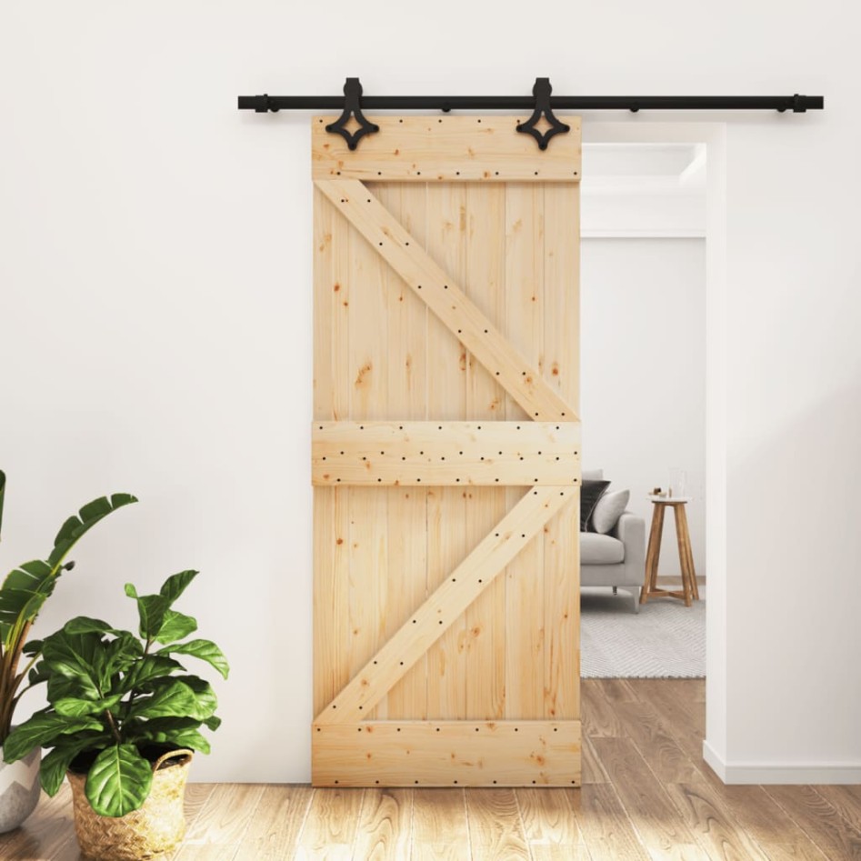 Puerta corredera con herrajes madera maciza de pino 85x210