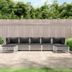 Juego de muebles de jardín 7 piezas y cojines acero blanco