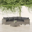 Set de muebles de jardín 6 pzas y cojines ratán sintético gris