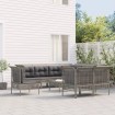 Set de muebles de jardín 9 pzas y cojines ratán sintético gris