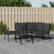 Set de muebles de jardín 5 piezas acero con cojines gris