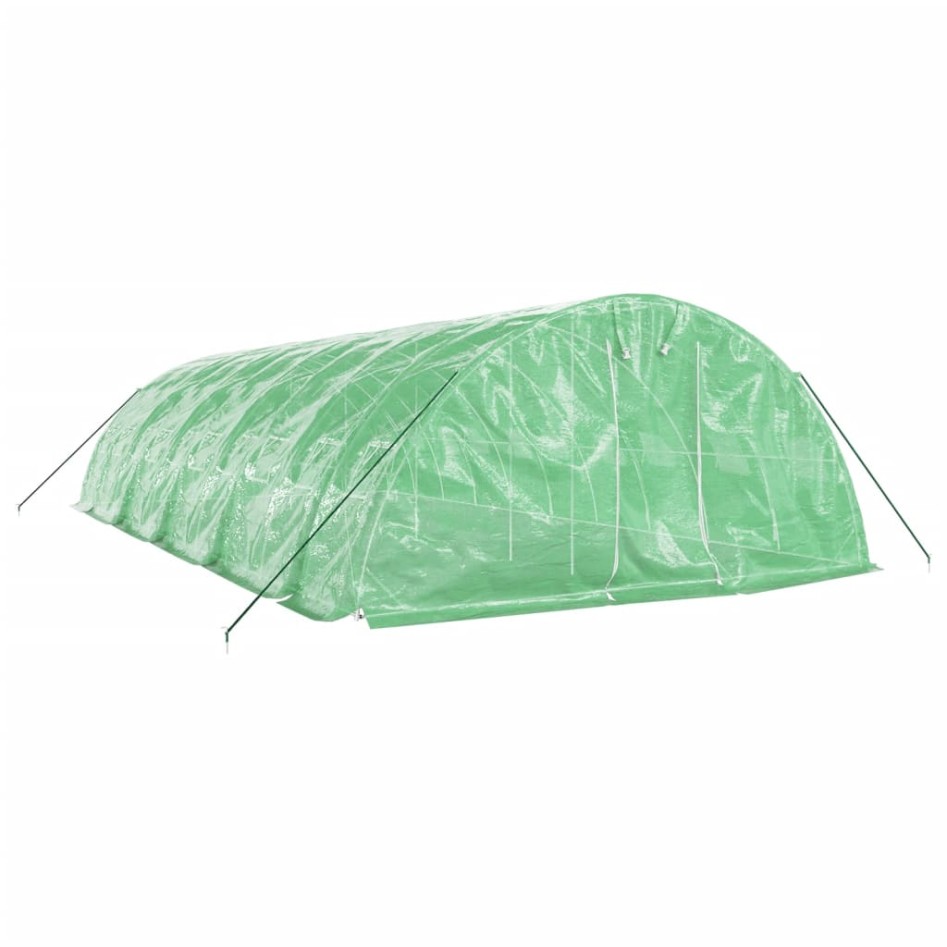 Invernadero con estructura de acero verde 50 m² 10x5x2,3