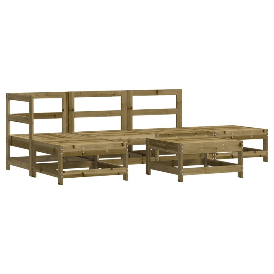 Juego de muebles jardín 6 pzas y cojines madera pino