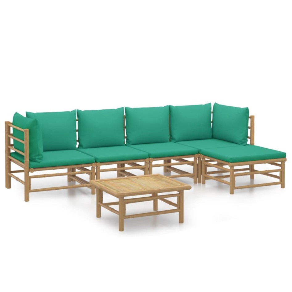 Set de muebles de jardín 6 piezas bambú con cojines