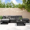 Juego de muebles de jardín 6 pzas y cojines madera maciza negro