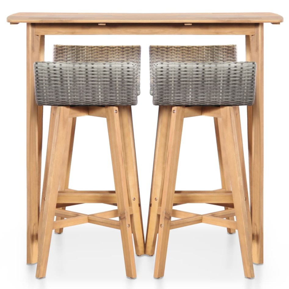 Set de comedor de jardín 5 piezas madera maciza de