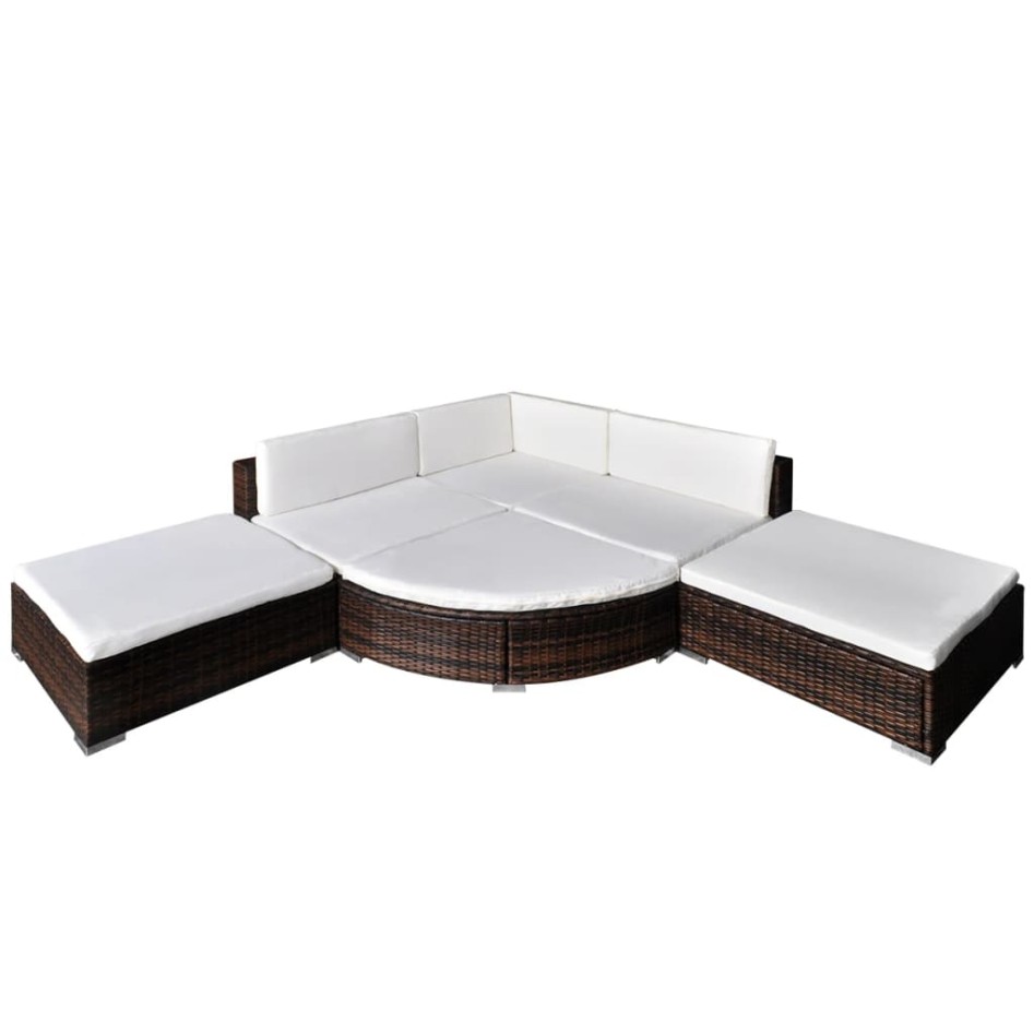 Set muebles de jardín 6 piezas y cojines ratán sintético