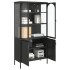 Aparador alto vidrio y acero negro 90x40x180