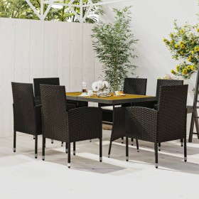idaXL Juego de comedor de jardín 7 piezas ratán sintético
