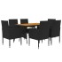 idaXL Juego de comedor de jardín 7 piezas ratán sintético