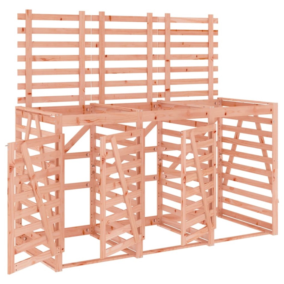 Cobertizo triple para cubos de basura madera de abeto