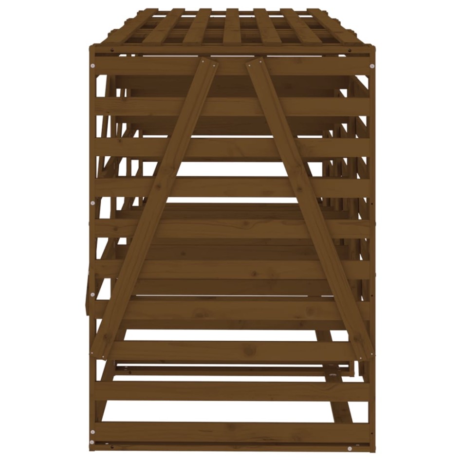 Cobertizo triple para cubos de basura madera pino marrón