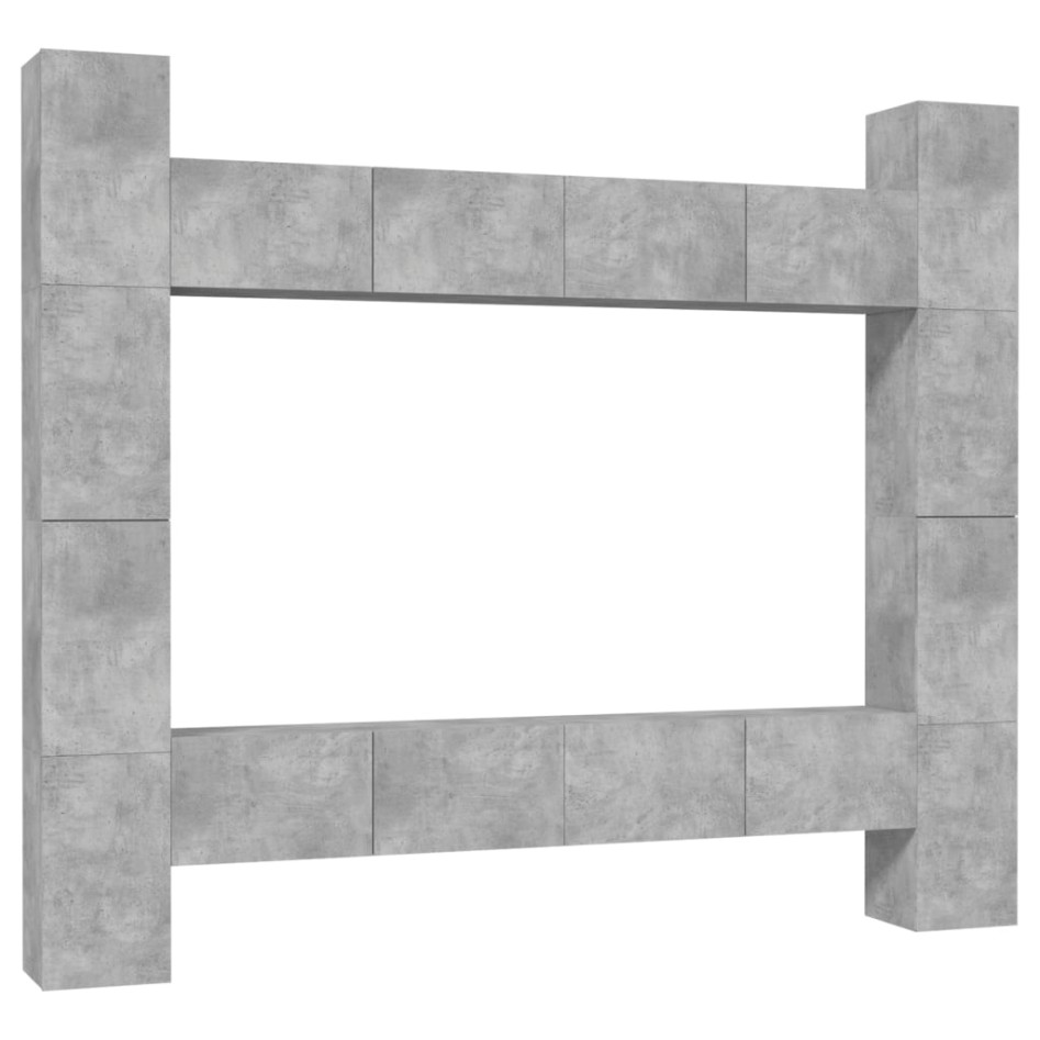 Set de muebles de TV 8 pzas madera contrachapada gris