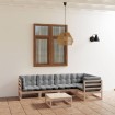 Muebles de jardín 6 piezas con cojines de madera de pino maciza