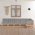 Muebles de jardín 6 piezas con cojines de madera de pino