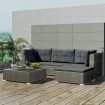 Set de sofás de jardín 5 piezas y cojines ratán sintético gris