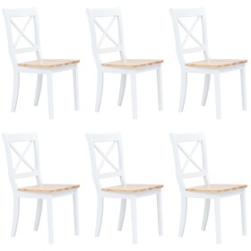 Sillas de comedor 6 uds madera maciza de caucho blanco y