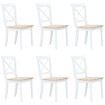 Sillas de comedor 6 uds madera maciza de caucho blanco y madera