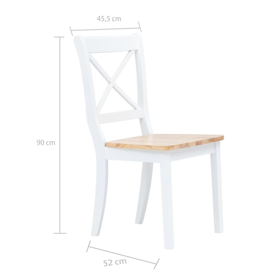 Sillas de comedor 6 uds madera maciza de caucho blanco y
